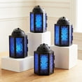 thumbnail image 1 of Mini Small Decorative Moroccan Candle Lantern Holders for Hanging, Indoor Home Decor, Outdoor Patio, Weddings, Cobalt, 4pk, 1 of 7