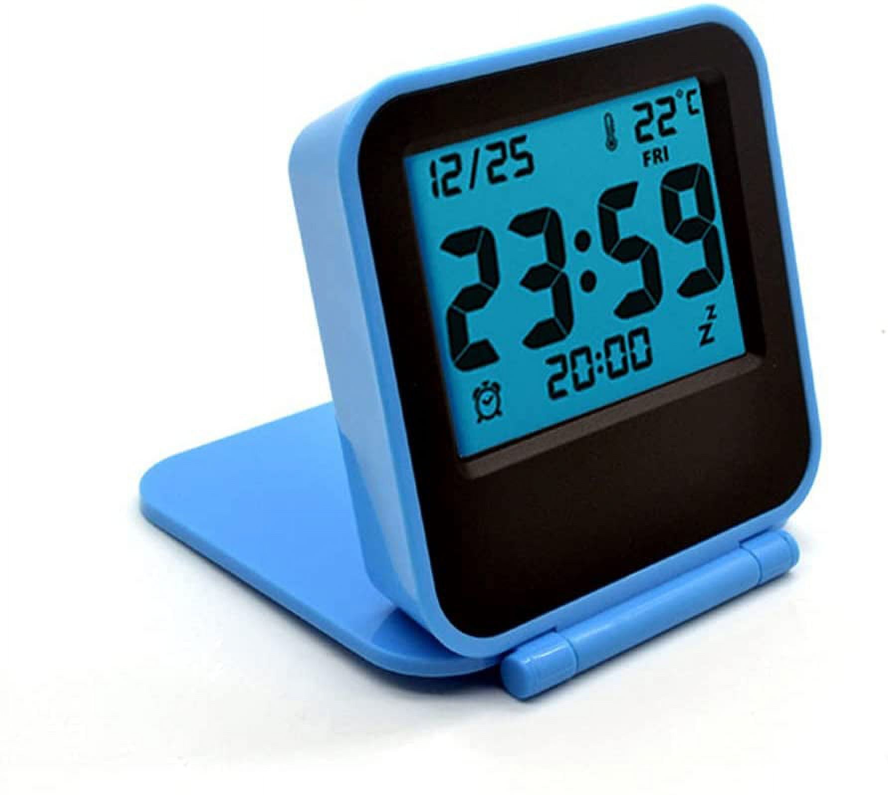 Mini Small Digital Travel Alarm Clocks with LCD Night Light, Battery Operated Travel Clock