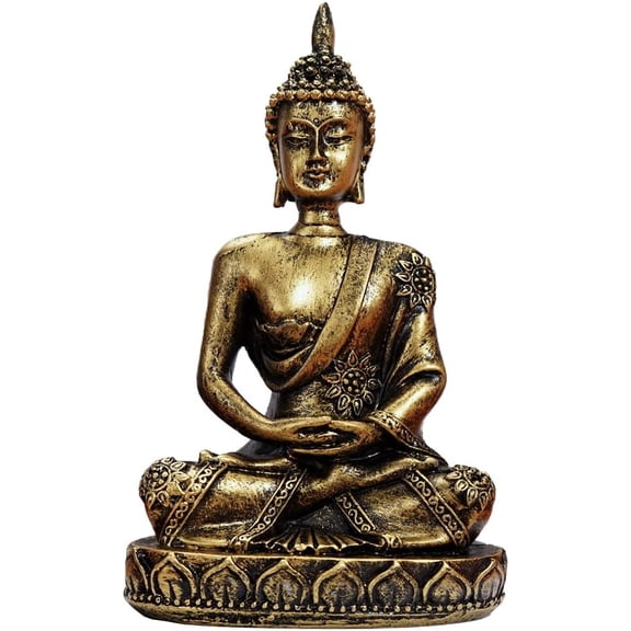 Mini Small Meditation Buddha Statue Harmonious Yoga Figurine Collectible Craft Feng Shui Sculpture Decor For Home Office Shelf Desktop (Gold 4)