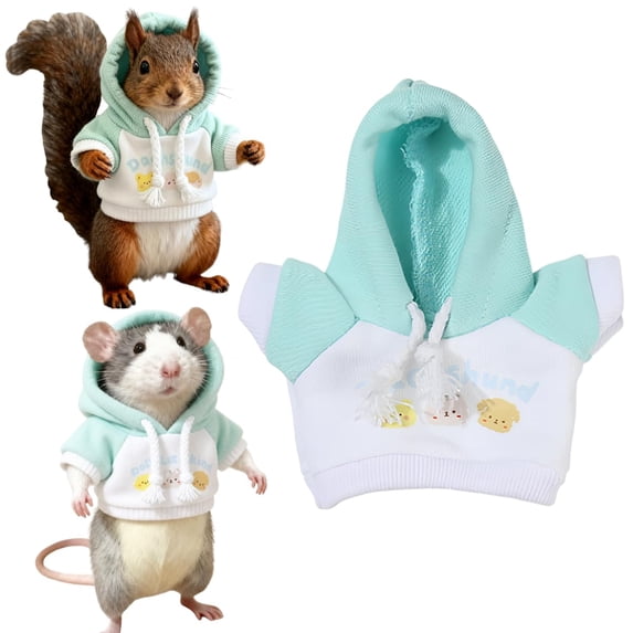 Mini Small Pet Hoodie Cotton Sweater for Squirrels Rats & Plush Dolls, for Holiday Birthday Party Photo Shoots