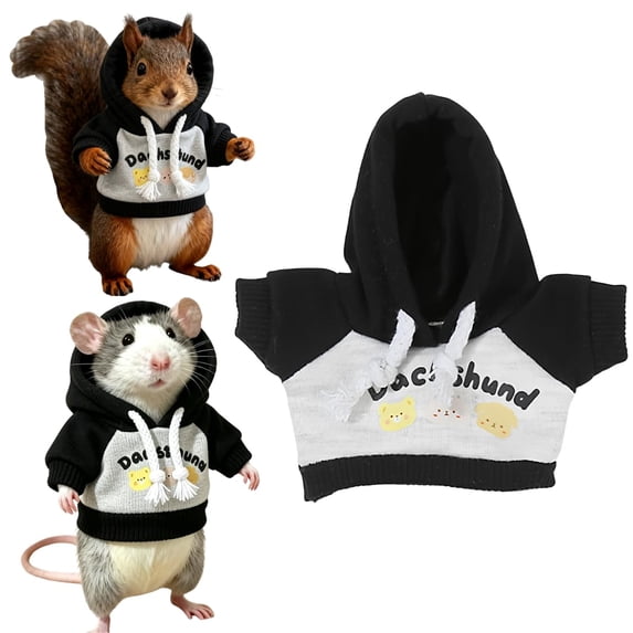Mini Small Pet Hoodie Cotton Sweater for Squirrels Rats & Plush Dolls, for Holiday Birthday Party Photo Shoots