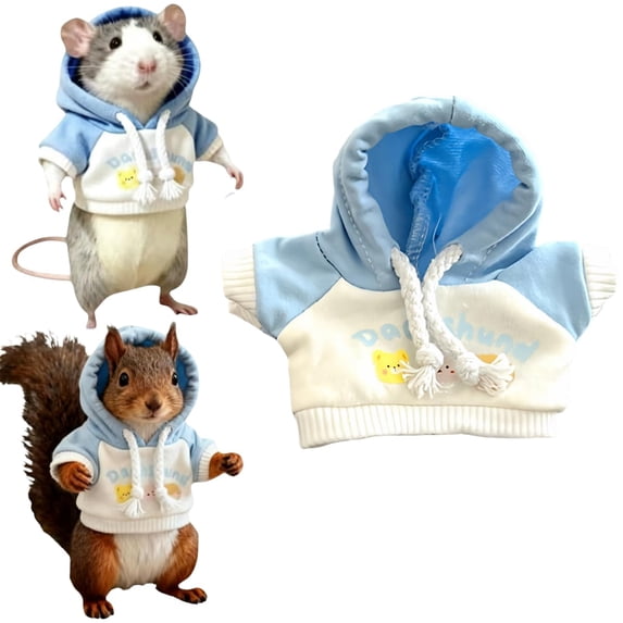 Mini Small Pet Hoodie Cotton Sweater for Squirrels Rats & Plush Dolls, for Holiday Birthday Party Photo Shoots