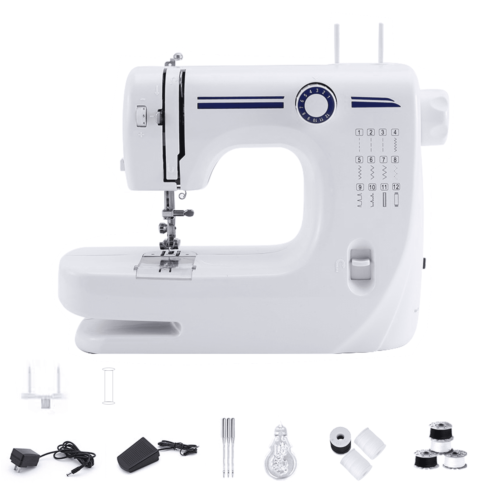 Mini Small Portable Sewing Machine with Foot Pedal Built in 12 Stitches