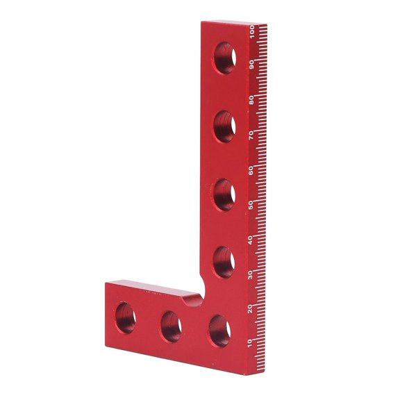 Mini Small Square Center Finder Tool Aluminum Alloy Woodworking 90 Degree Machinist L Ruler for Round Stock Edges Marking Carpenters Layout Gauge (3.94 x 2.36 in, Red)