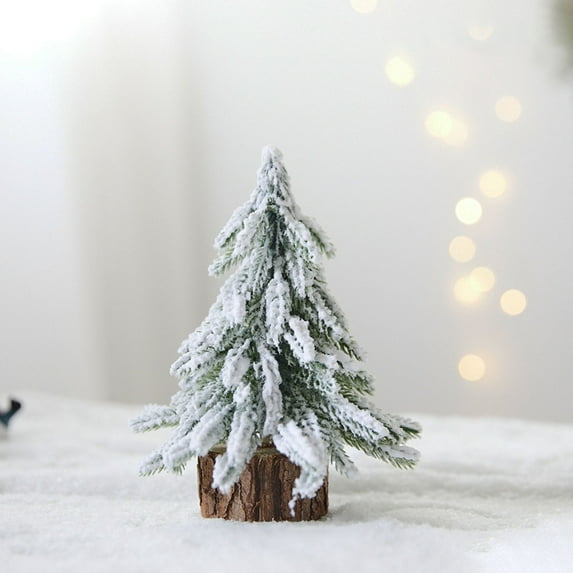 Mini Small Tabletop Xmas Snow Flocked Ornament for Indoor Holiday Decoration