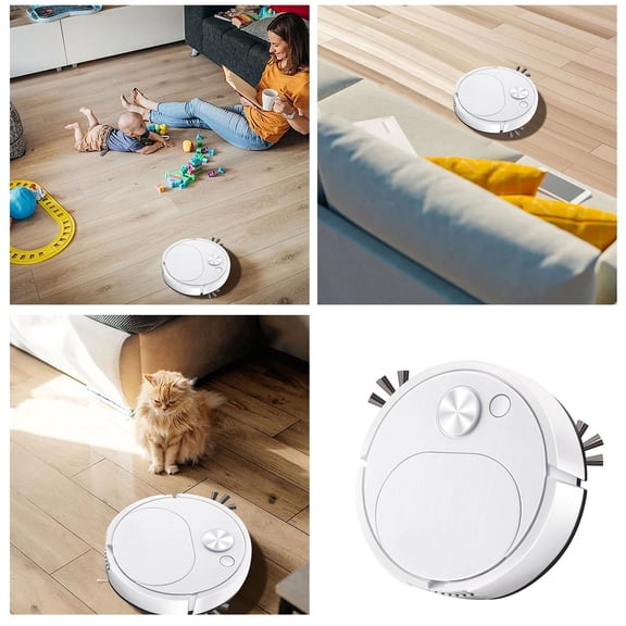 Mini Smart Sweeping Robot 2-in-1 Sweep and Mop Rechargeable Robotic Vacuum Cleaner Low Noise Multi-Filtration Cleaning Machine for Pet Hair Hard Floors and Daily Home Cleaning