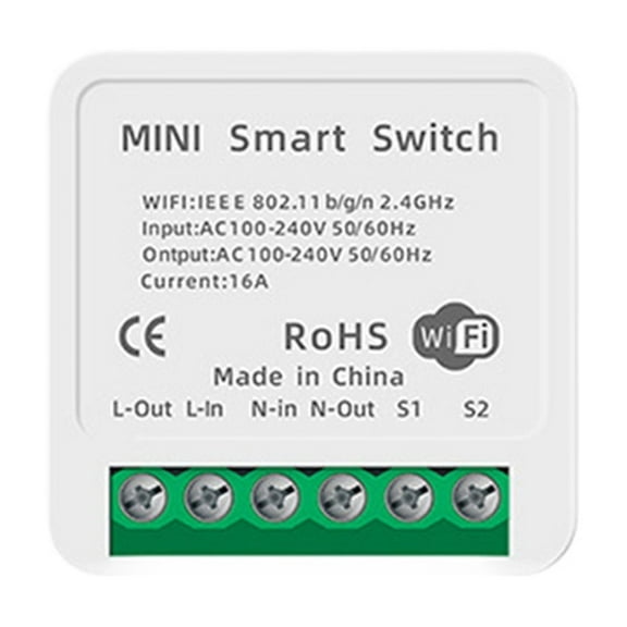Mini Smart Switch 16A DIY Light Switches 2 Way Wireless Smart Home With Tuya Alexa Home ,Trusted and Reliable