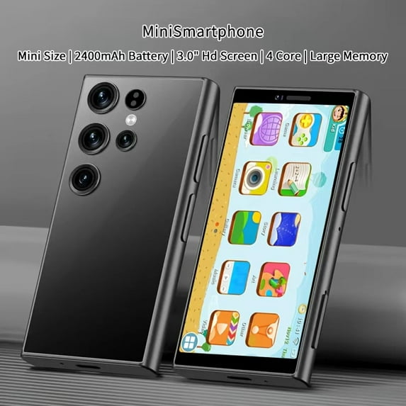 Mini Smartphone, 3.0 Inch Unlocked Android Small Mini Cell Phone Quad Core 2G+16G 5.0MP Dual SIM High Definition 3G Mobile Phone Child Smartphone, Black
