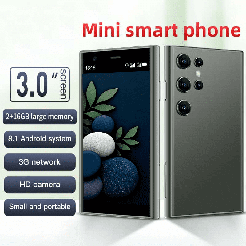 Mini Smartphone 3.0-inch HD 3G Smartphone 2GB+16GB  Compact Phone Download Apps Dual SIM Dual Standby WiFi Android 8.1 Touchscreen Phone GPS Compact and Portable Best Backup Phone Creative Gift