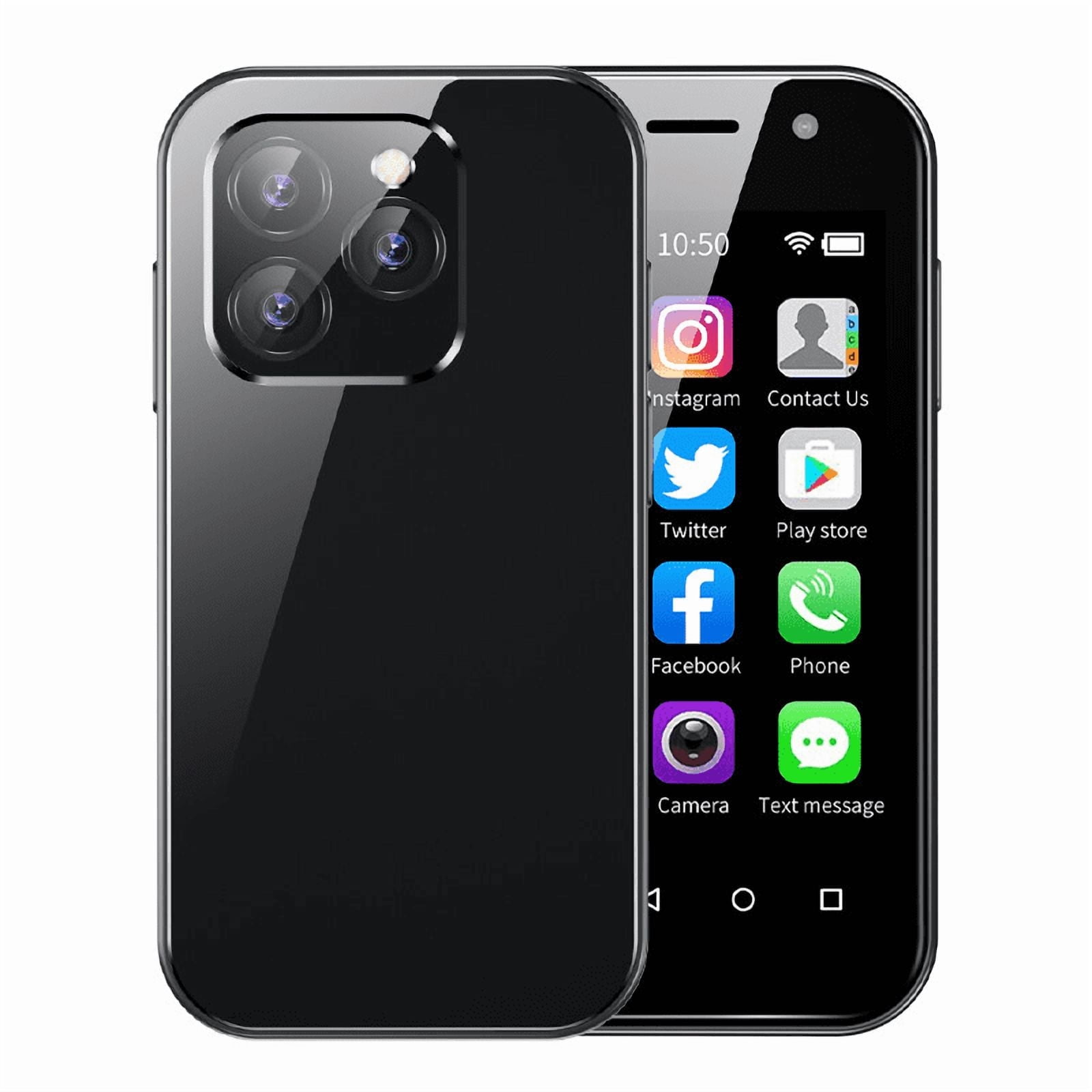 Mini Smartphone, Android 9.0 Quad Core 4G LTE 2000mAh Dual SIM Face ID Dual Camera Type-C Unlocked Mobile Phone for Kids (Black, 64GB)