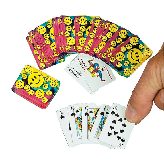 Mini Smile Face Playing Cards - Party Favors - 12 Pieces