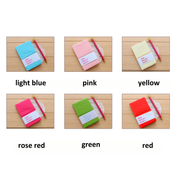 Mini Smile Notebook, Smile-Design Journal/Journal with Rubber Band, Fashionable Notepads with Faux Leather Cover