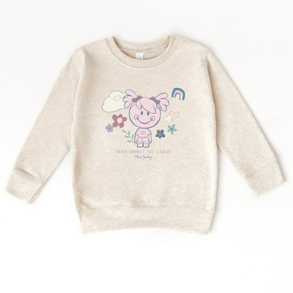 Mini Smiley Happy Amongst The Flowers - Toddler Graphic Sweatshirt
