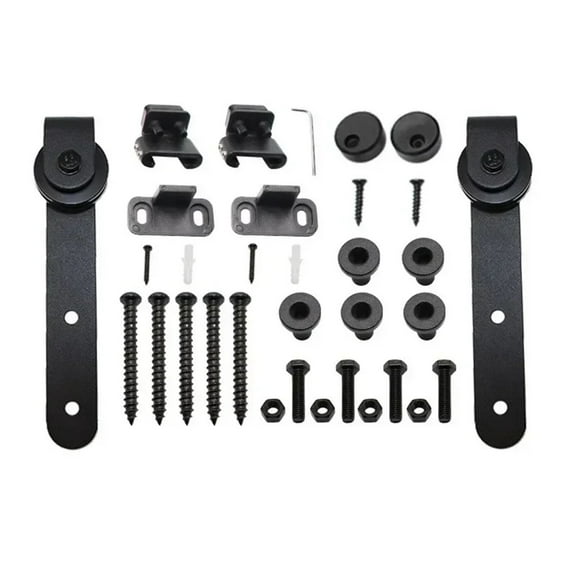 Mini Smooth Silent Sliding Barn Door Roller Track Rail Kit Hardware Cabinet Hanging Set With Hex Wrench Hardware Accessories ,Easy to Install