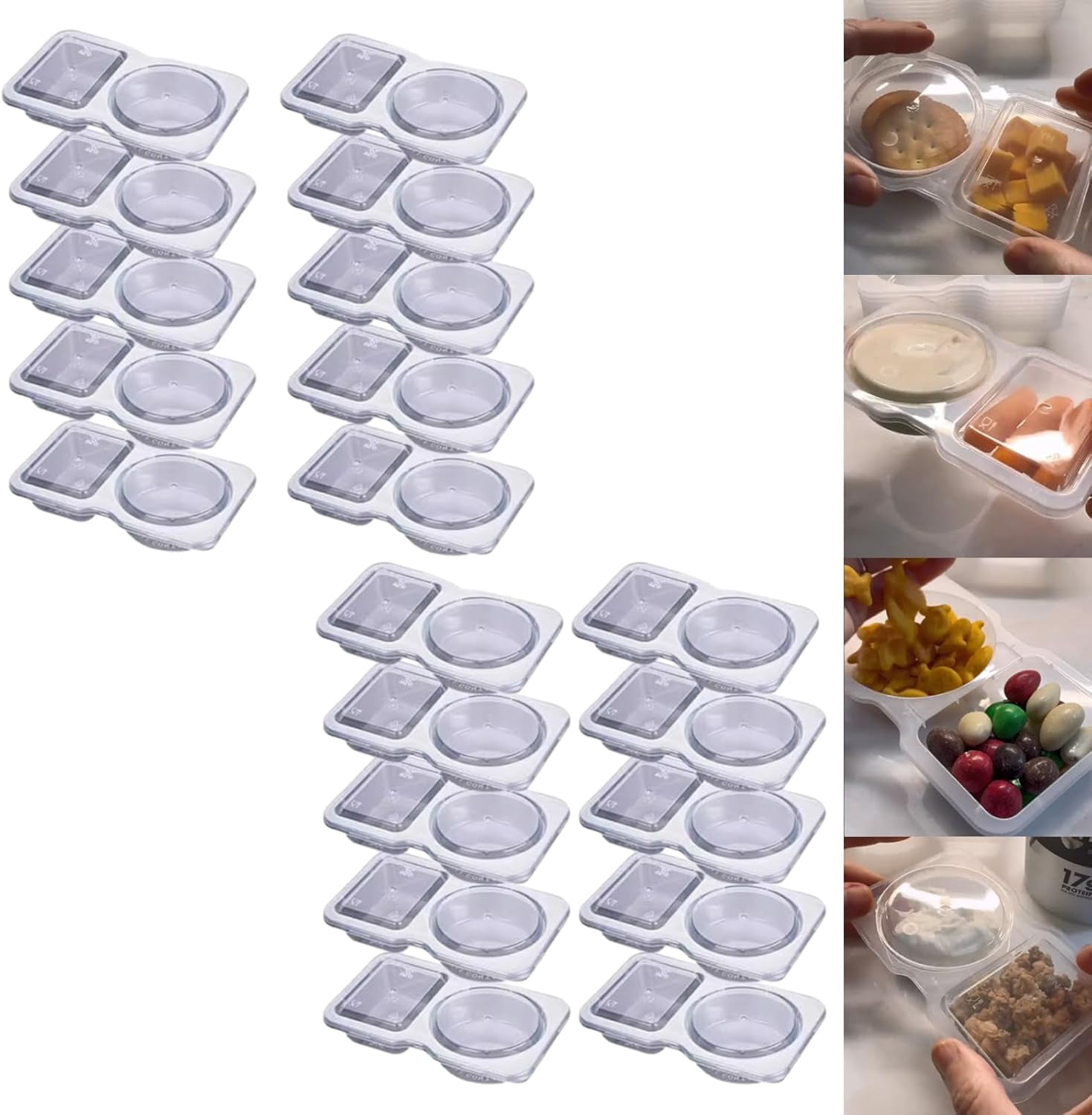 Mini Snack Containers Snack Pack Containers, Double Compartment ...