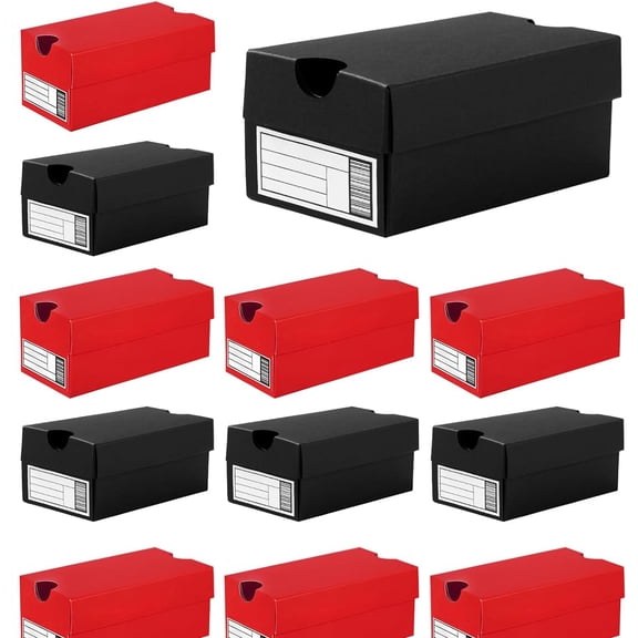 Mini Sneaker Boxes for Party Favors, Mini Shoe Gifts Boxes for Candies Cookies Snacks, Small Gift Case with Label for Wedding, Holiday, Birthday Party Favor (Black & Red)