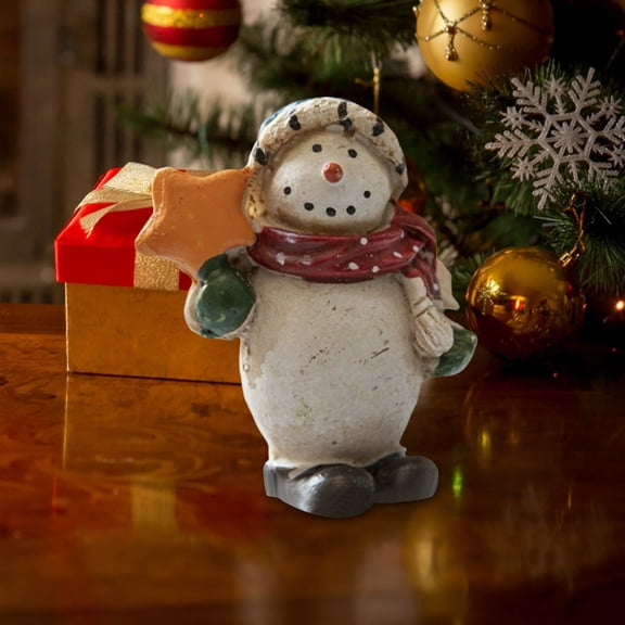 Mini Snowman Figurine - 2.7Inch Resin Christmas Ornament for Home & Desktop Display, Festive Winter Themed Collectible Decor