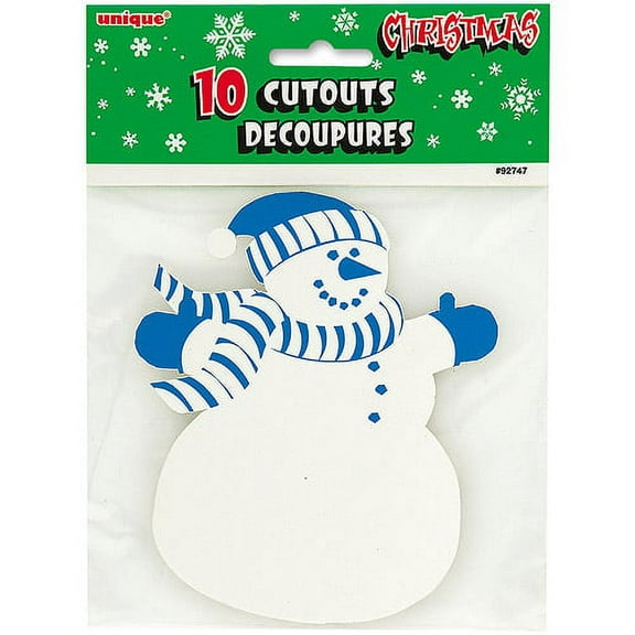 Mini Snowman Holiday Cut Out Decorations, 10-Count