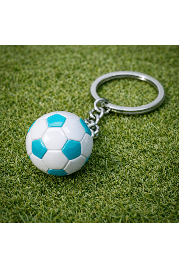 Mini Soccer Ball PVC Keychain with Polished Finish, Solid Football Key Ring with Durable Metal Chain, Sports Backpack Charm Soccer Gift for Players Fans Coaches