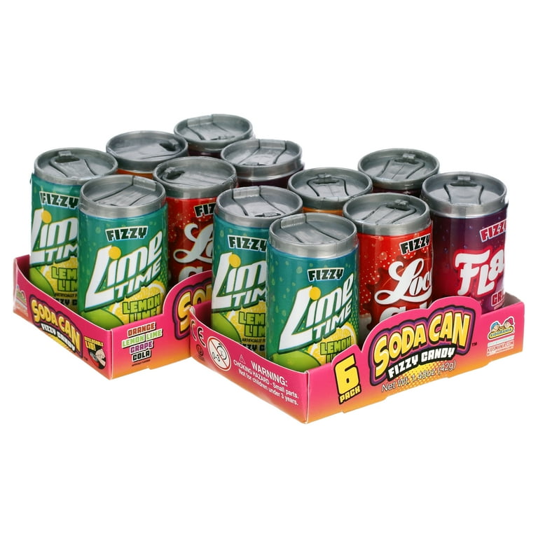 Mini Soda Can Fizzy Candy .25oz 4 Assorted Flavors 12 Pack