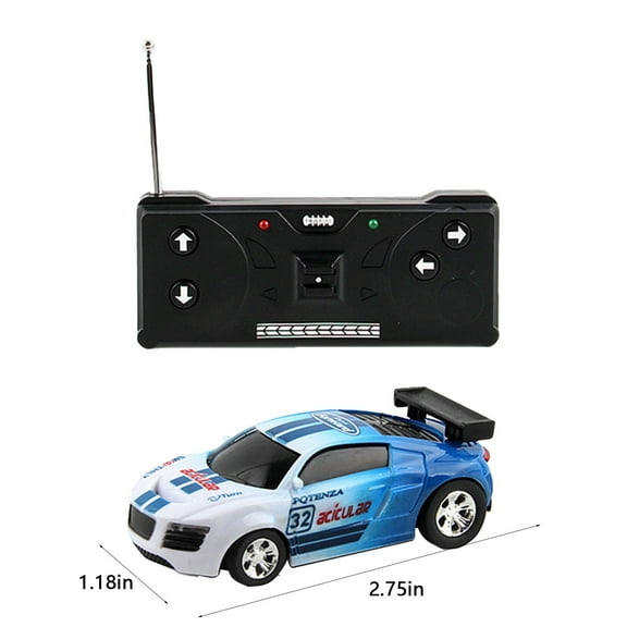 Mini Soda Can Remote Control Car, Rechargeable RC Vehicle with LED Lights, 4-Direction Control Pocket Racing Car for 3-5 Years