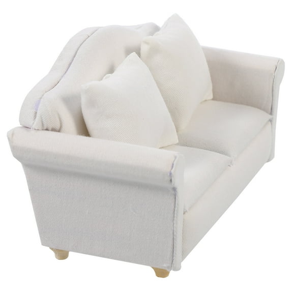 Mini Sofa Miniature Furniture Room Dollhouse Couch Loveseat White