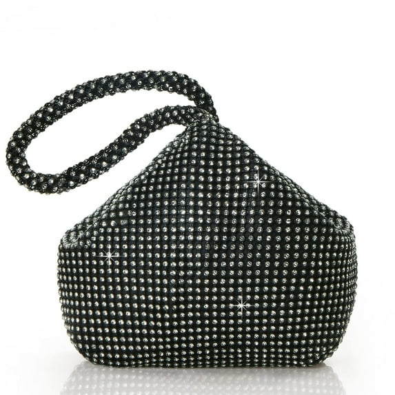 Mini Soft Body Women Girl Bride Diamante Crystal Evening Bag Prom Cocktail Party Wedding Engagement Evening Clutch Bag Purse Colour: Black