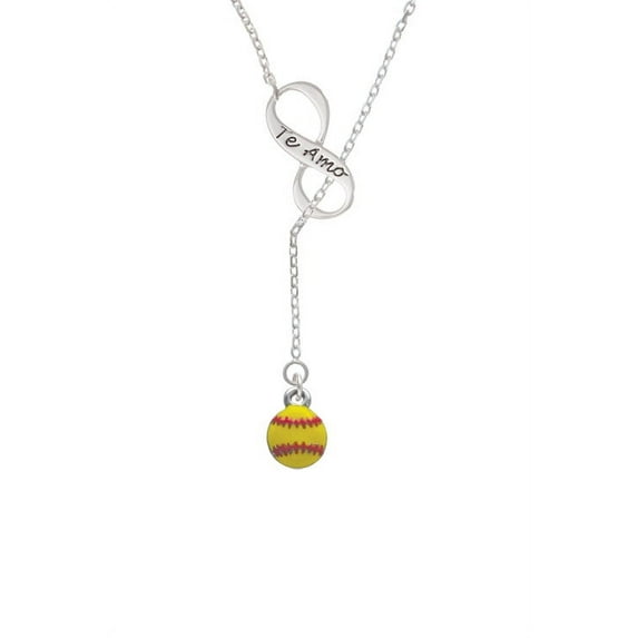 Mini Softball - Two Sided - Te Amo Infinity Lariat Necklace