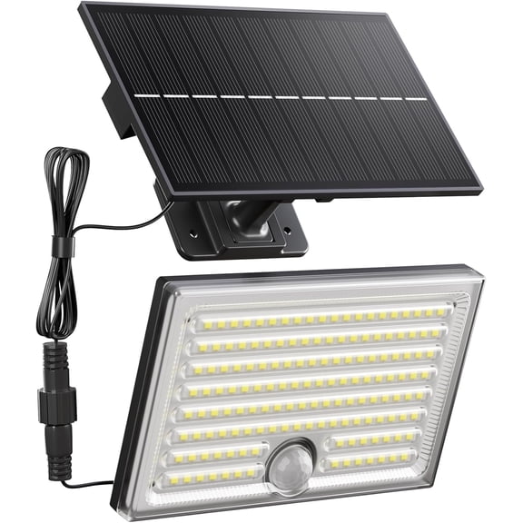 Mini Solar Lights Outdoor with Motion Sensor, 170-LED Solar Flood Lights Outdoor Dusk to Dawn with 16.5FT Cable, 3 Modes Solar LED Lights for Outside Waterproof IP65 for Patio, Yard, 1 Pack