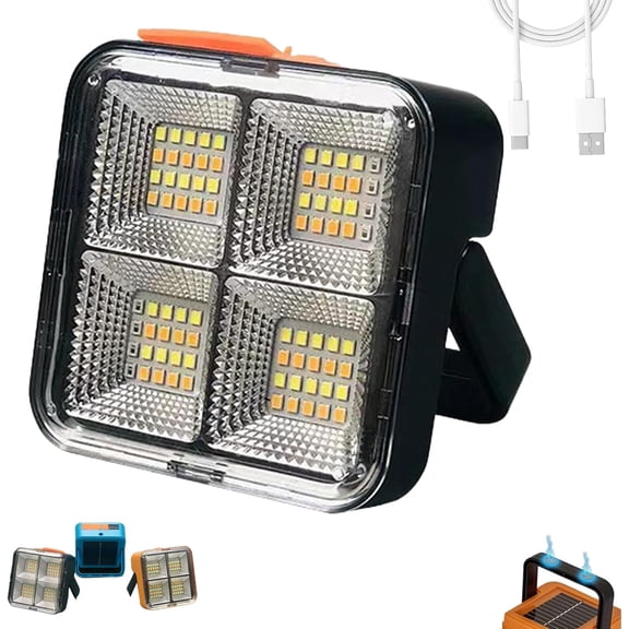 Mini Solar Rechargeable Multifunctional Searchlight, Solar Flashlight Rechargeable, Orange Led Flood Lights Outdoor, High Lumen Flashlight, Suitable for Outdoor Camping (Yellow)