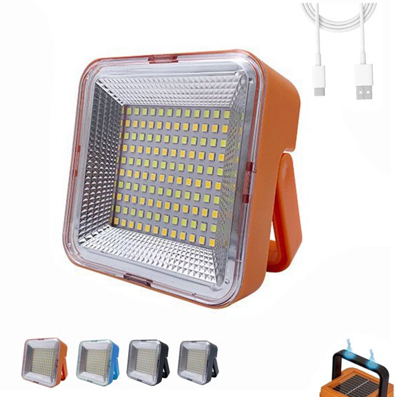 Mini Solar Rechargeable Multifunctional Searchlight, Solar Flashlight Rechargeable, Orange Led Flood Lights Outdoor, High Lumen Flashlight, Suitable for Outdoor Camping (Orange)