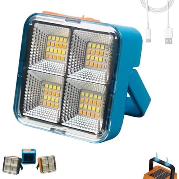 Mini Solar Rechargeable Multifunctional Searchlight, Solar Flashlight Rechargeable, Orange Led Flood Lights Outdoor, High Lumen Flashlight, Suitable for Outdoor Camping (Yellow)