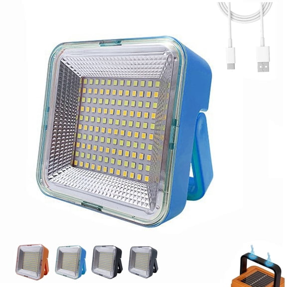 Mini Solar Rechargeable Multifunctional Searchlight, Solar Flashlight Rechargeable, Orange Led Flood Lights Outdoor, High Lumen Flashlight, Suitable for Outdoor Camping (Blue)