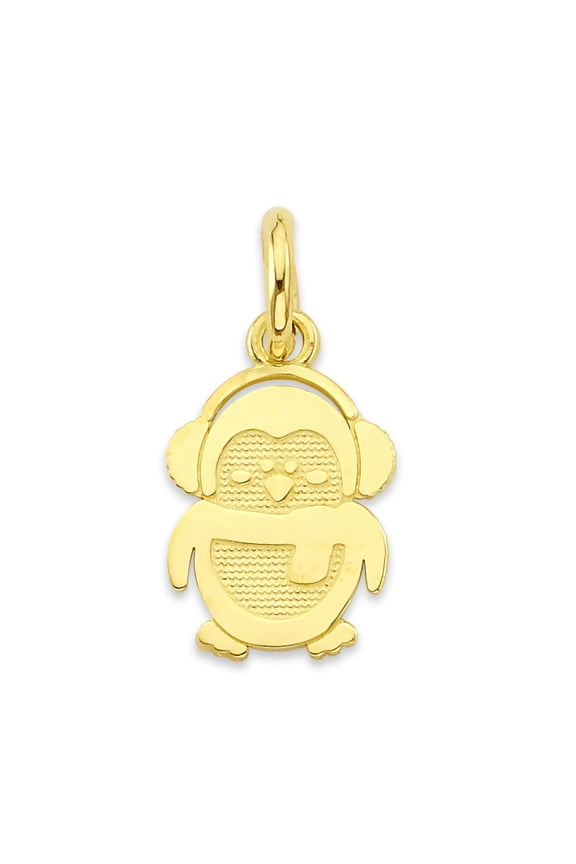 Mini Solid 10k Gold Cute Penguin Charm - Christmas Jewelry Seasonal Charms