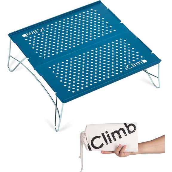 Mini Solo Folding Table Ultralight Compact for Backpacking Camping Hiking Beach Picnic (Blue - Mini)
