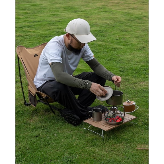 Mini Solo Folding Table Ultralight Compact for Backpacking Camping Hiking Beach Picnic (Nature - L)