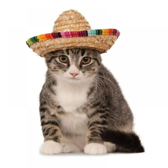Pet Sombrero Hat with Multicolor Trim Cat Mexican Hat Party Hats for Small Pets/Puppy/Cat