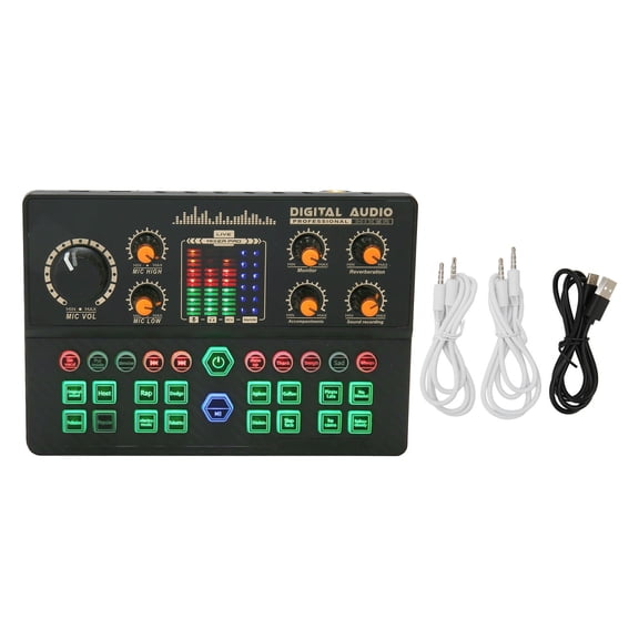 Mini Sound Mixer Board Intelligent Noise Reduction Bluetooth Wireless Live Sound Card Voice Changer for Live Streaming