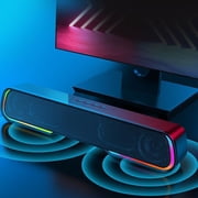 Mini Soundbar, Portable Bluetooth Speaker, Wireless Computer Speakers with Strong Bass, 10W Desktop Speakers for Home Office, RGB Gaming Soundbar for Outdoor