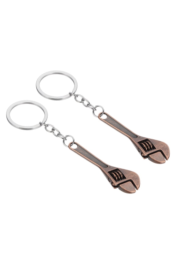 Mini Spanner Wrench Keychain, Multifunctional Hardware Tool Key Chain Creative Convenient Pocket Tools Keychain Bronze Red