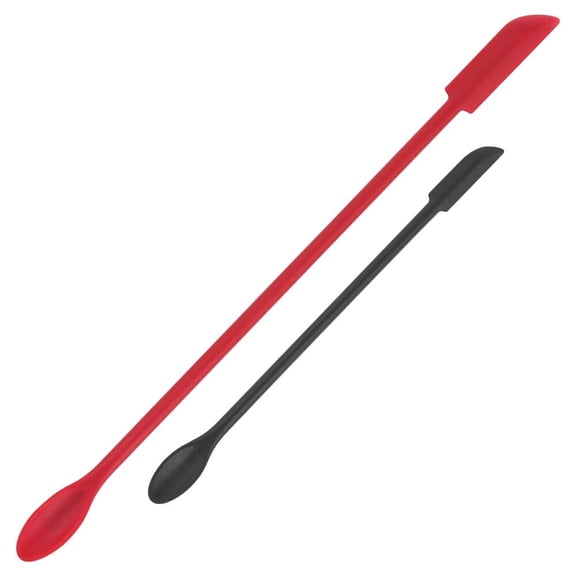Mini Spatula Silicone Spatula Set -2pcs Small Makeup Scrapers for Cosmetics,Reusable Beauty Tiny Tools,Thin Jar Scraper,Get Last of Makeup Out,Black and Red