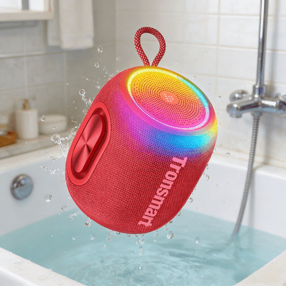 Mini Speakers Wireless,Portable Party Bluetooth Speaker with LED,16W Big Bass, 360Sound, IPX7 Waterproof Outdoor Speaker,20H Playtime,Dual Pairing for Travel,Pool