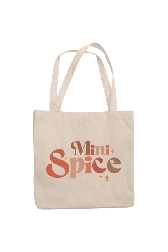 Mini Spice, Pumpkin Spice Lover or Mother-To-Daughter Fall Merch Gift, 12oz Canvas Tote Bag