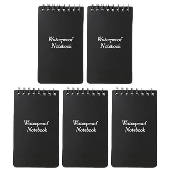 Mini Spiral Notebooks, A7 Waterproof Notebook, Top-Opening, Black Cover Pocket Notepad for Outdoor Activities Recording and Tactical Pocket