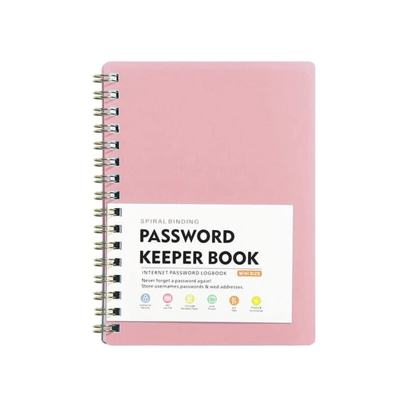 Mini Spiral Password Keeper Books, Password Logbooks Internet Address Organizer Notebooks,Portable Hard Cover Easy Flip Books for Home Office Travel Personal Password Management Daily,Pink,5.7x4.3"