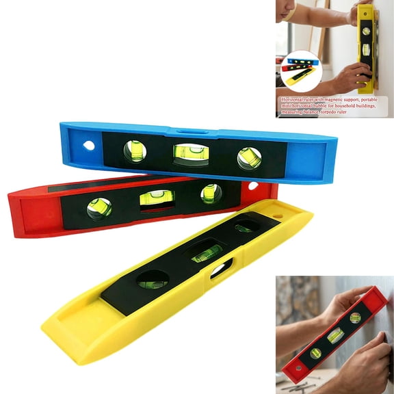 Mini Spirit Level 3 Vial Magnetic Torpedo Level with Vertical Horizontal 45°Angle, Precision Bubble Level for Hanging Pictures Shelves Home Construction 1 Pack