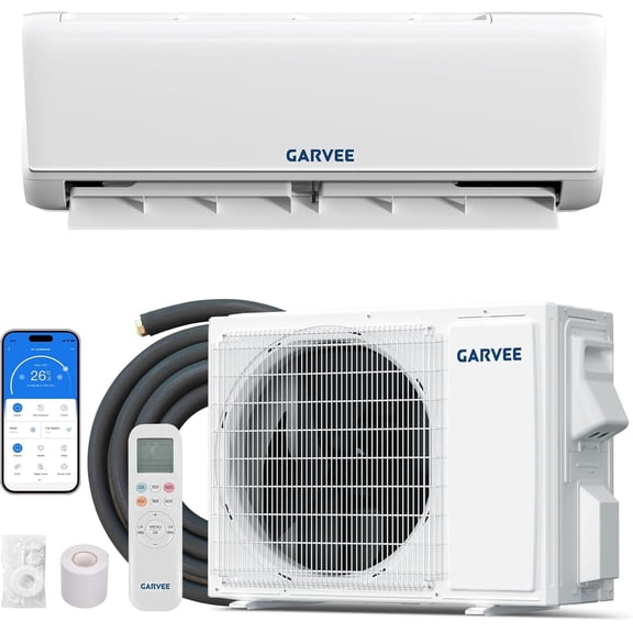 Mini Split AC & Heat Pump, 18000 BTU 208/230V, 19 SEER2, Remote Control & APP Control, Bulit in 2.0 WiFi, Works with Alexa, Ultra-Quiet, Energy Efficient, Cool and Heat Room Up to 1250Sq.ft