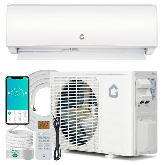 Mini Split AC/Heating System, 24 SEER2 9000 BTU Cools Up to 450 Sq.Ft, Mini Split AC with Inverter & APP Control, Ductless Split Air Conditioner with Heat Pump & Installation Kit, 208V/230V