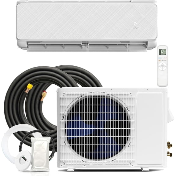 Mini Split Air Conditioner and Heater,18000 BTU,SEER2 19,230V Inverter Energy-Efficient Window AC Cools up to 1250 Sq.Ft. with Installation Kit,Remote,Easy to Clean,for Home Bedroom