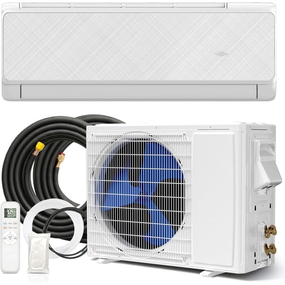 Mini Split Air Conditioner and Heater,9000 BTU,SEER2 19,115V 60HZ Inverter Energy-Efficient Window AC Cools up to 450 Sq.Ft. with Installation Kit,Remote,Easy to Clean,Suit for Home Bedroom